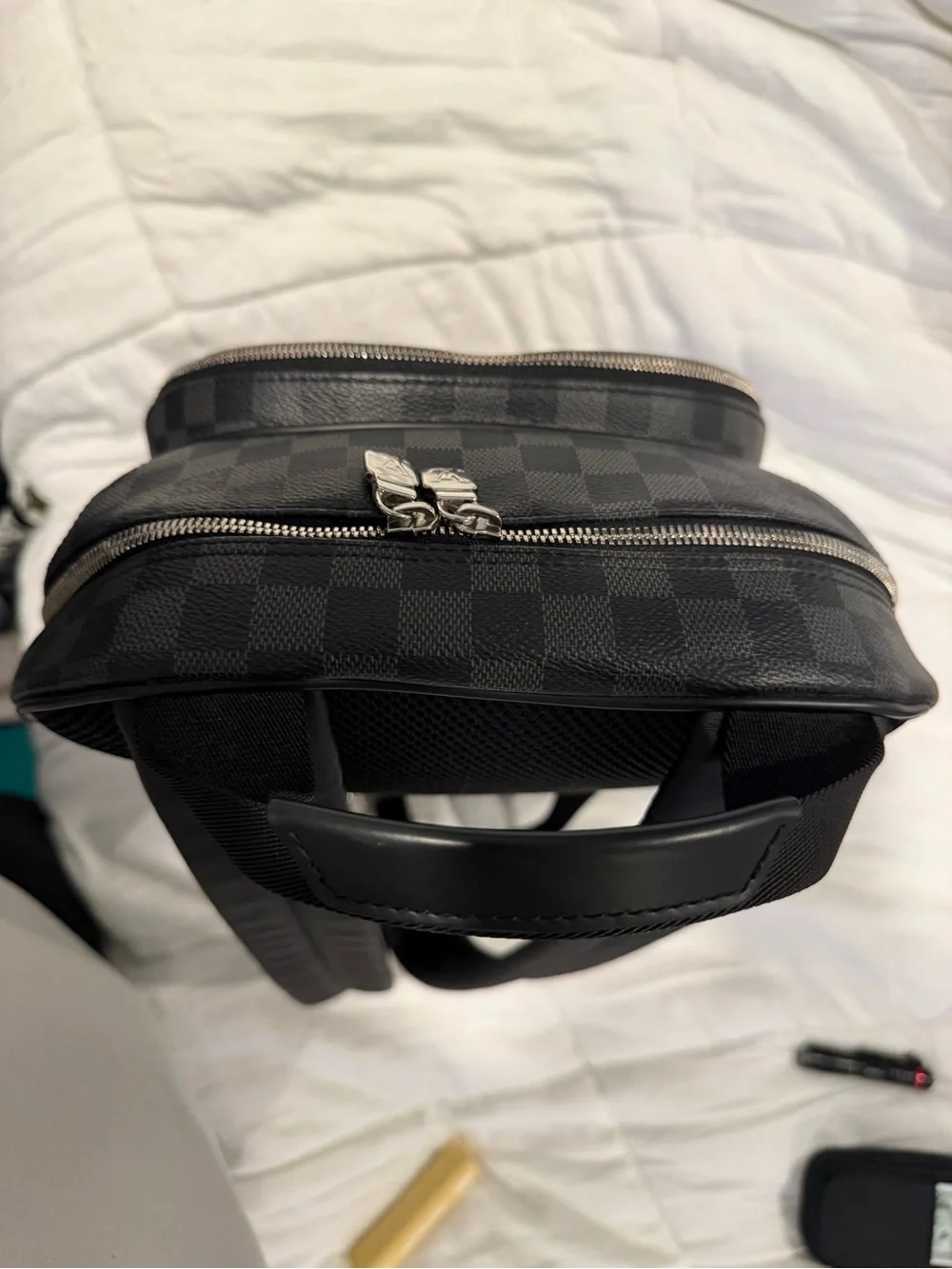 Louis Vuitton Black Damier Graphite Canvas Backpack with Silver Hardware